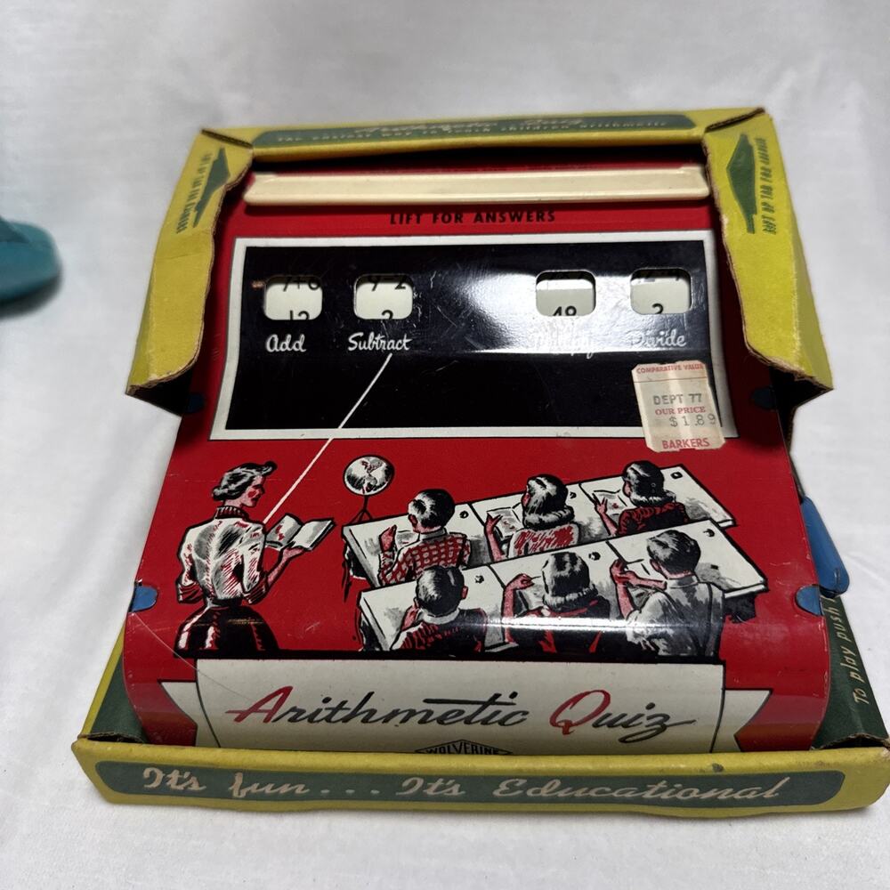 Wolverine Arithmetic Quiz Tin Lithograph Toy Vintage Mechanical Educational NEW